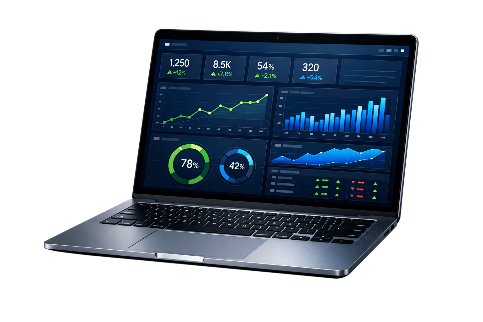 illustration d'un ordinateur portable affichant un tableau de bord